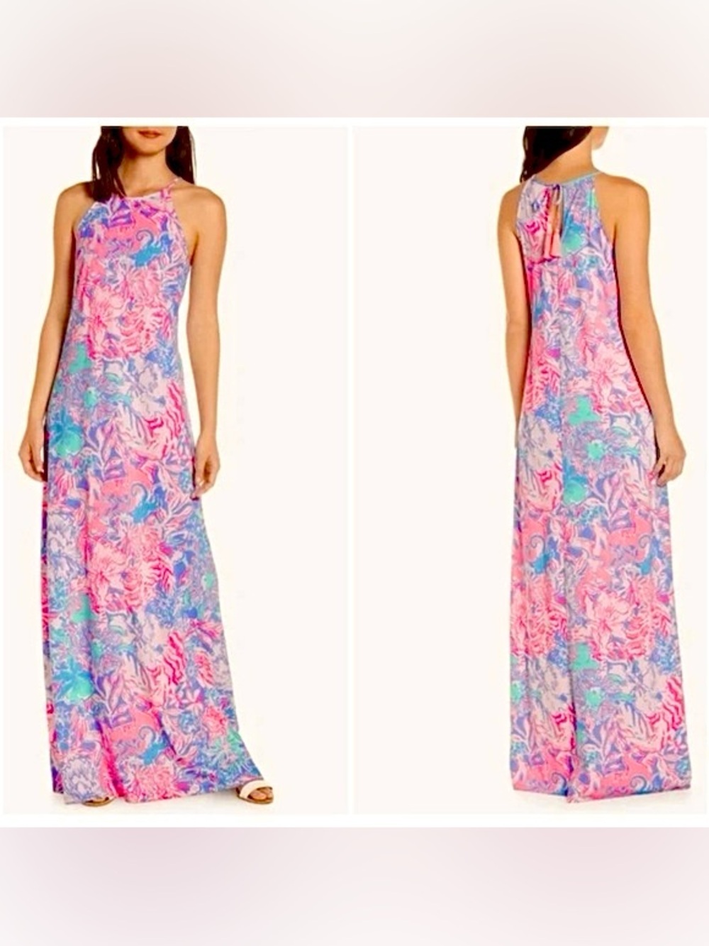 Lilly Pulitzer Women’s Margot Maxi Dress Blue Peri Viva Print- Size Large